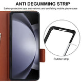 For Samsung Galaxy Z Fold4 5G Leather Phone Case With Pen Slot - Rose Gold - Close-Up Angle