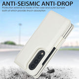 For Samsung Galaxy Z Fold4 5G Leather Phone Case With Pen Slot - Rose Gold - Extra Image
