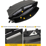 Anti-drop Crossbody Laptop Bag - 16 Inch Airbag Design - Gray Black Equation - Rear View