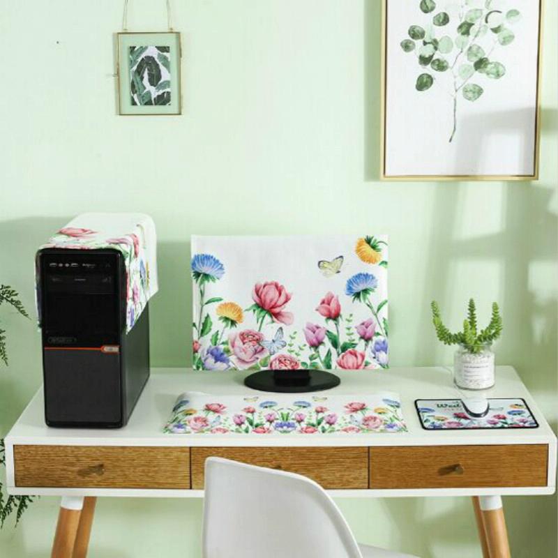 Universal 3-in-1 Desktop Pc Dust Cover - Fits 20-22 Inch - Fascinating Flamingo