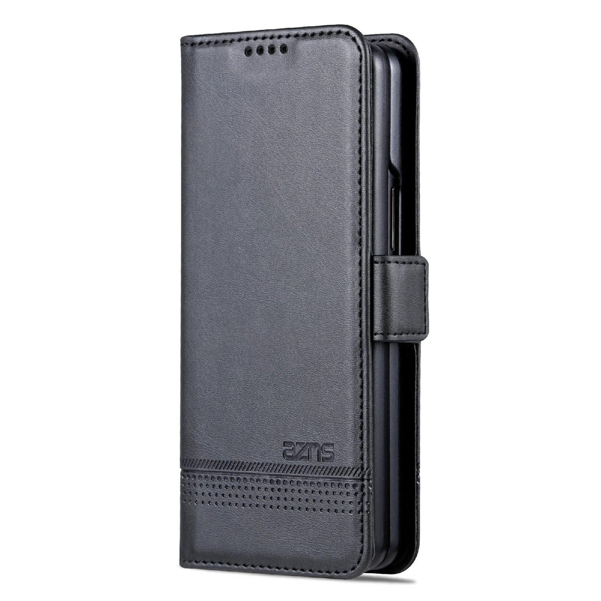 For Samsung Galaxy Z Fold4 5G Leather Magnetic Phone Case - Calf Texture - Dark Brown