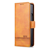For Samsung Galaxy Z Fold4 5G Leather Magnetic Phone Case - Calf Texture - Dark Brown
