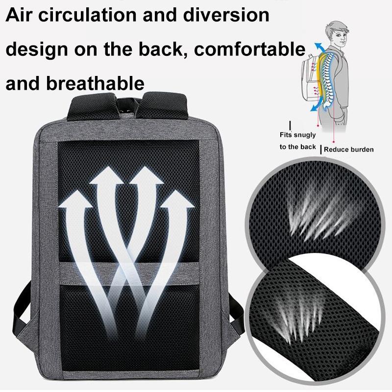 Waterproof Business Laptop Backpack With Usb Port - Multifunctional - Dark Gray - 17 Inch