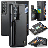 For Samsung Galaxy Z Fold4 5G Leather Rfid Phone Case - Wine Red - Front View
