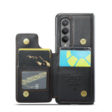 For Samsung Galaxy Z Fold4 5G Leather Rfid Phone Case - Wine Red - 45-Degree Angle