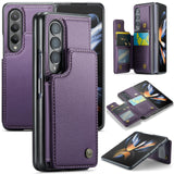 For Samsung Galaxy Z Fold4 5G Leather Rfid Phone Case - Wine Red - Extra Image