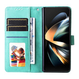 For Samsung Galaxy Z Fold4 5G Sunflower Embossed Leather Phone Case - Purple - 45-Degree Angle