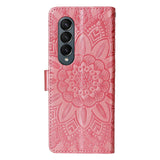 For Samsung Galaxy Z Fold4 5G Sunflower Embossed Leather Phone Case - Purple - Extra Image