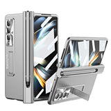 For Samsung Galaxy Z Fold4 5G Foldable Phone Case With Pen Slot - Electroplated - Gold - Front View