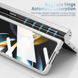 For Samsung Galaxy Z Fold4 5G Foldable Phone Case With Pen Slot - Electroplated - Gold - 45-Degree Angle