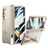 For Samsung Galaxy Z Fold4 5G Foldable Phone Case With Pen Slot - Electroplated - Gold - Low Angle