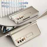 For Samsung Galaxy Z Fold4 5G Foldable Phone Case With Pen Slot - Electroplated - Gold