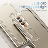 For Samsung Galaxy Z Fold4 5G Foldable Phone Case With Pen Slot - Electroplated - Gold