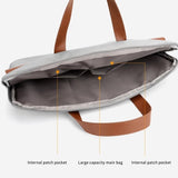 Stylish Pu Leather Laptop Bag - Briefcase Cover - Grey - 15.6 Inch - Close-Up Angle