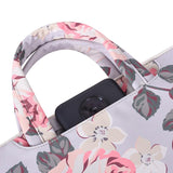 13 Inch Laptop Case Bag with White Rose Pattern and Handle - Grey