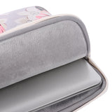 13 Inch Laptop Case Bag with White Rose Pattern and Handle - Grey
