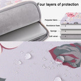13 Inch Laptop Case Bag with White Rose Pattern and Handle - Grey