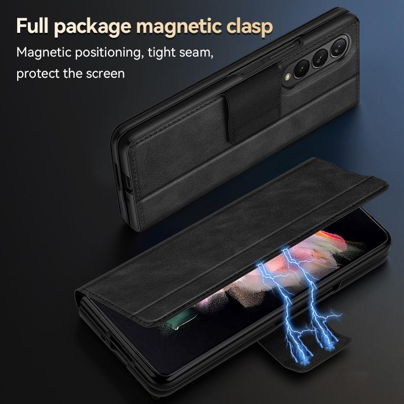 For Samsung Galaxy z Fold4 5G Magnetic Snap Leather Flip Case - All-inclusive - Green