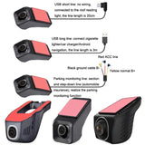 1080p Hd Car Recorder with Wifi for Parking Monitoring - With Button + Parking Monitoring Line - Side View