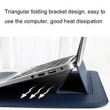 Leather Laptop Liner Bag - 14.1-15.4 Inches with Stand Function - Silver Gray - 45-Degree Angle