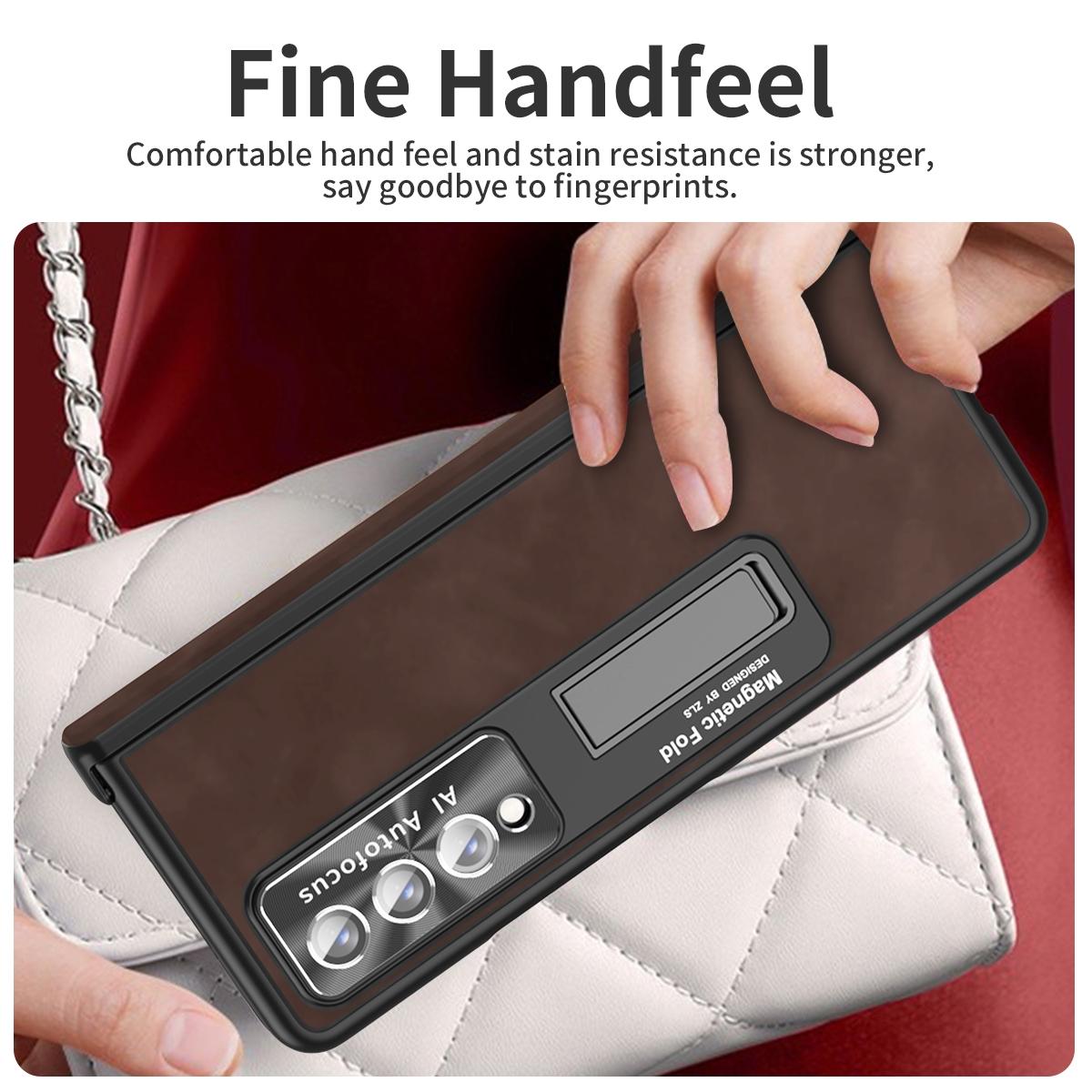 For Samsung Galaxy Z Fold4 5G Napa Texture All-In-One Phone Case - Red