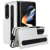 For Samsung Galaxy Z Fold4 5G Double Buckle Phone Case With Pen Slots - Rose Gold