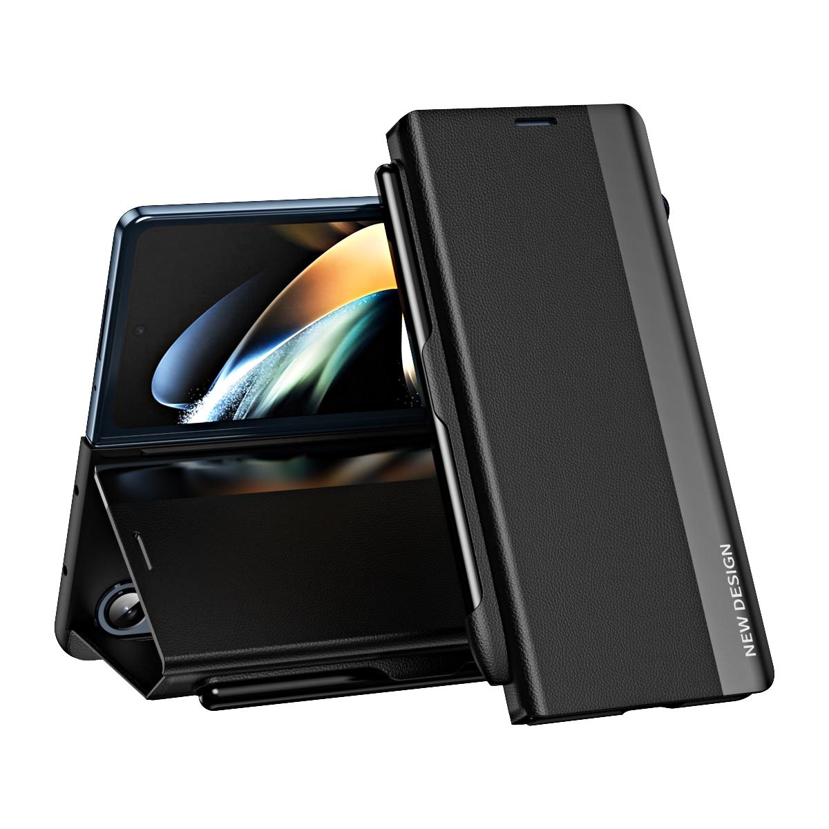 For Samsung Galaxy Z Fold4 5G Leather Phone Case With Pen Slot - Shockproof - Green