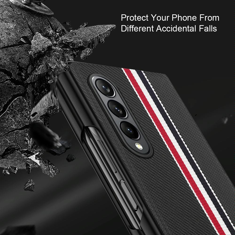 For Samsung Galaxy Z Fold4 5G Shockproof Twill Phone Case - Pc Tpu - Blue