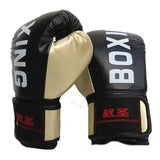 Adult Boxing Training Gloves For Sanda Fighting - Letter Pattern - Blue - Front View