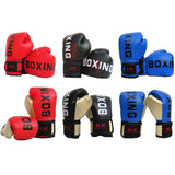 Adult Boxing Training Gloves For Sanda Fighting - Letter Pattern - Blue - Side View