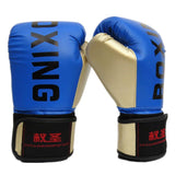 Adult Boxing Training Gloves For Sanda Fighting - Letter Pattern - Blue - Close-Up Angle