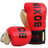 Adult Boxing Training Gloves For Sanda Fighting - Letter Pattern - Blue - Low Angle