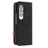 For Samsung Galaxy Z Fold4 5G Leather Phone Case With Side Buckle - Dark Green