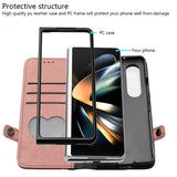For Samsung Galaxy Z Fold4 5G Leather Phone Case With Side Buckle - Dark Green