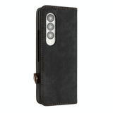 For Samsung Galaxy Z Fold4 5G Leather Phone Case With Side Buckle - Dark Green