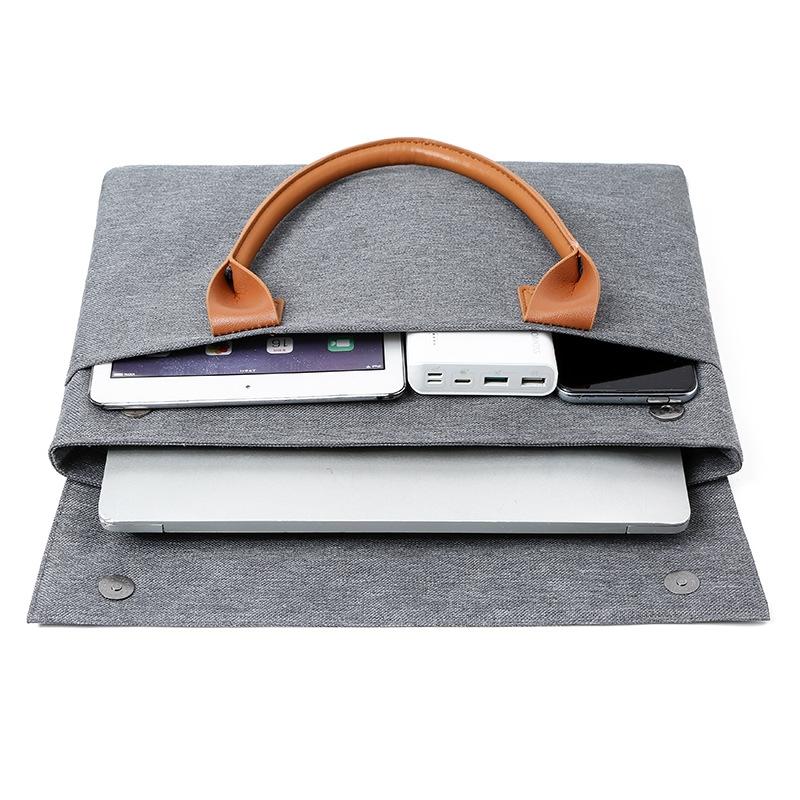 Lightweight Oxford Cloth Laptop Bag with Pu Handle - Portable - Black - 15.6 Inch