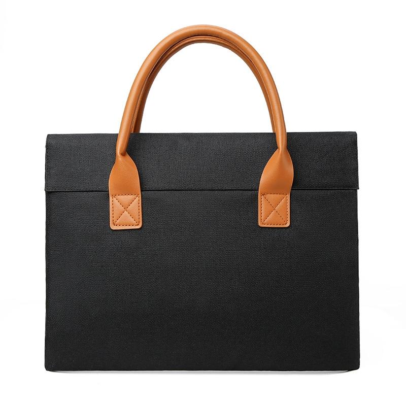 Lightweight Oxford Cloth Laptop Bag with Pu Handle - Portable - Black - 15.6 Inch