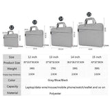 Large-capacity Laptop Liner Bag for Business - 15 Inch - Gray - Rear View