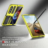 For Samsung Galaxy Z Fold4 5G Shockproof Metal Case With Holder - Yellow - Extra Image