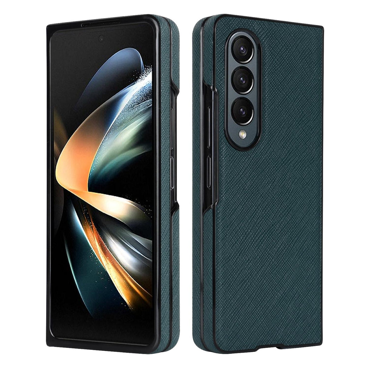 For Samsung Galaxy Z Fold4 5G Foldable Cross Pattern Phone Case - Compact Design - Green