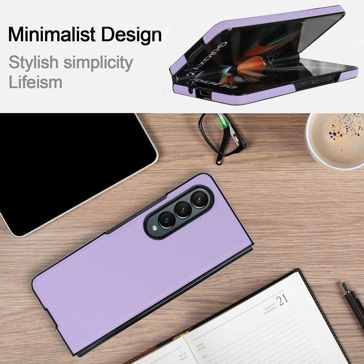 For Samsung Galaxy Z Fold4 5G Foldable Cross Pattern Phone Case - Compact Design - Green