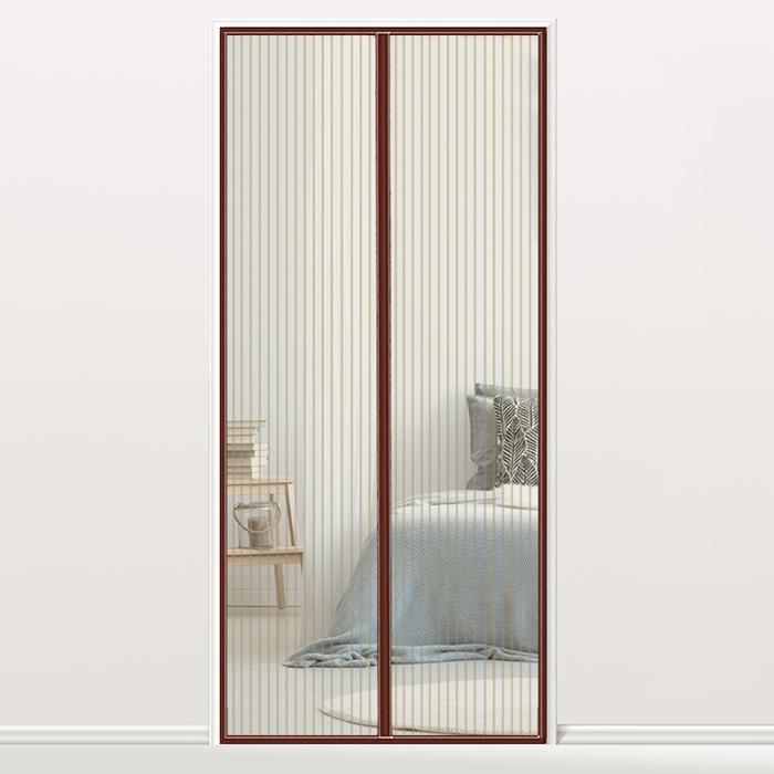190x100cm Magnetic Mosquito-proof Screen Door Curtain - Magic Mesh - Coffee