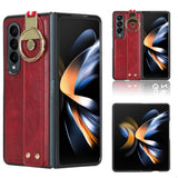 For Samsung Galaxy z Fold4 5G Leather Wristband Phone Case - Back Cover - Blue