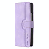For Samsung Galaxy Z Fold4 5G Leather Phone Case With Heart Pattern - Purple - Low Angle