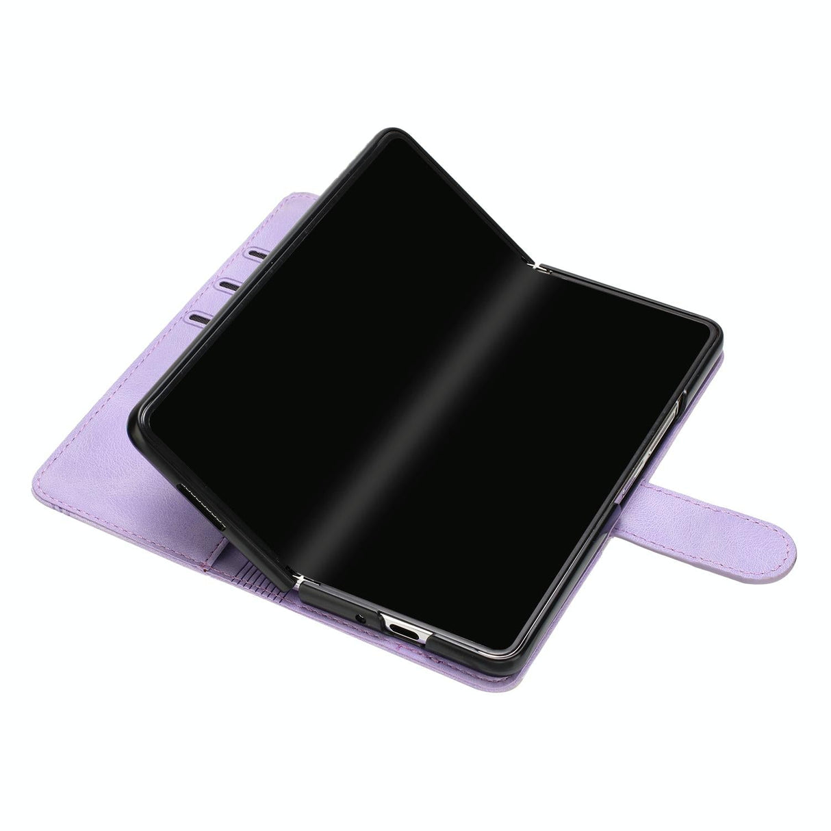 For Samsung Galaxy Z Fold4 5G Leather Phone Case With Heart Pattern - Purple