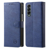 For Samsung Galaxy Z Fold4 5G Leather Texture Phone Case - Pu Tpu - Brown - Front View