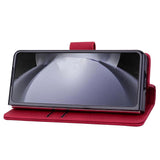 For Samsung Galaxy Z Fold4 5G Leather Phone Case With Diamond Buckle And Lanyard - Wine Red - Extra Image