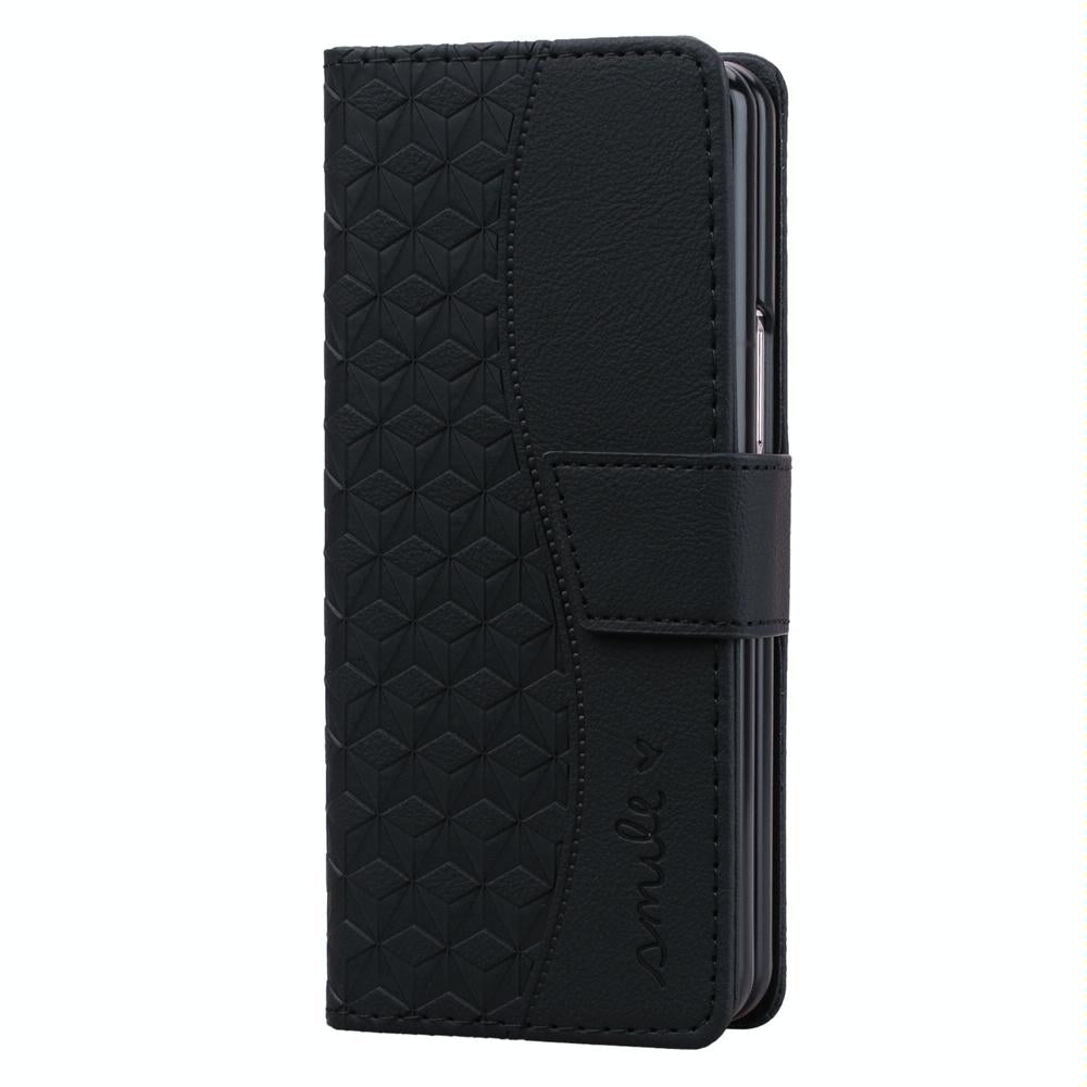 For Samsung Galaxy Z Fold4 5G Leather Phone Case With Diamond Buckle And Lanyard - Wine Red