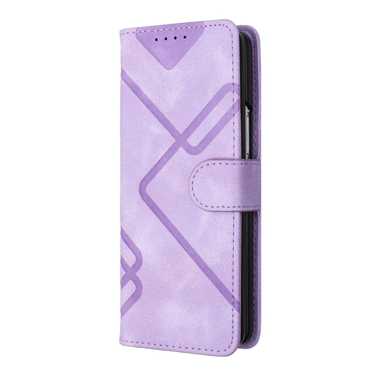 For Samsung Galaxy Z Fold4 5G Smooth Leather Phone Case - Line Pattern - Light Purple