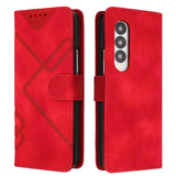 For Samsung Galaxy Z Fold4 5G Smooth Leather Phone Case - Line Pattern - Light Purple